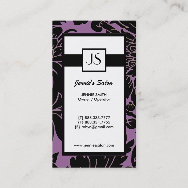 Cartes de visite monogrammes élégants (Devant)