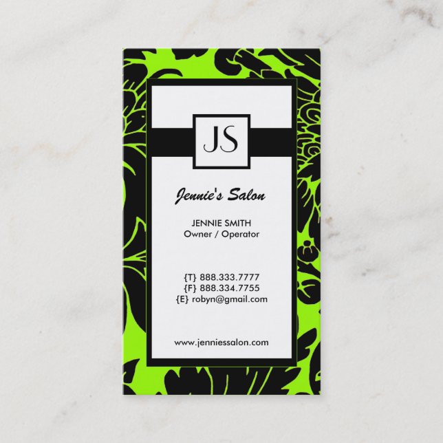 Cartes de visite monogrammes élégants (Devant)