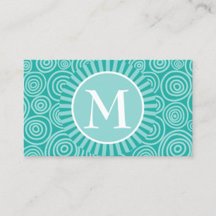 Cartes de visite Monogrammes Turquoise - Spirales 
