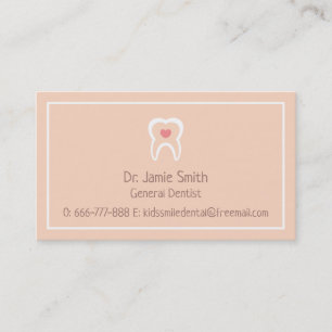 Cartes de visite moraux de dentiste de coeur de