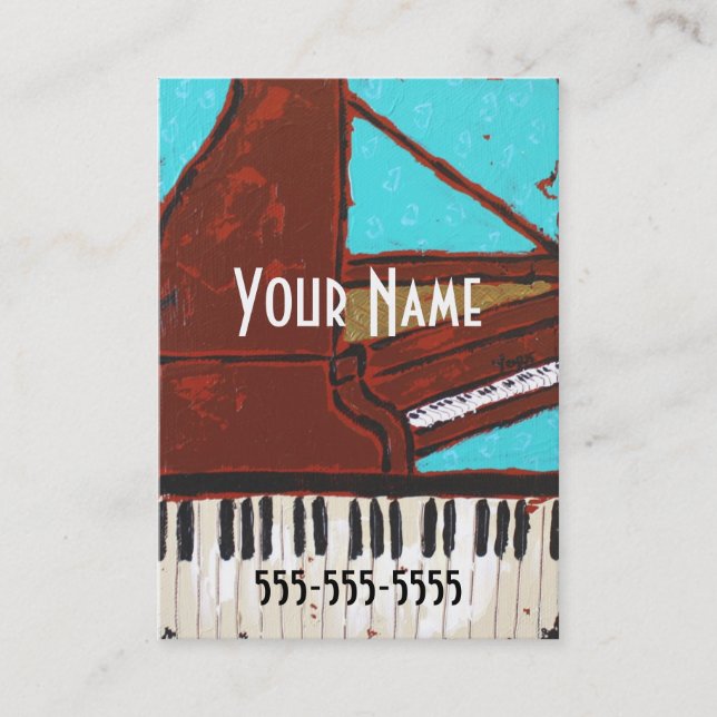 Cartes de visite musicaux de piano d'amusement (Devant)