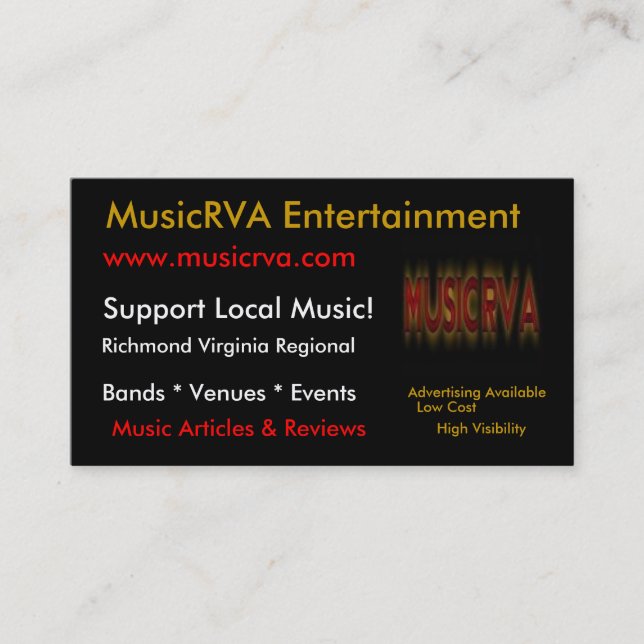 Cartes de visite MusicRVA (Devant)