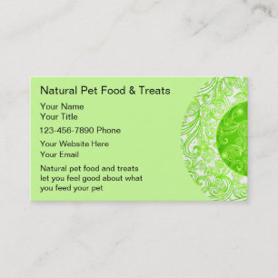 Cartes de visite naturels d'aliment pour animaux