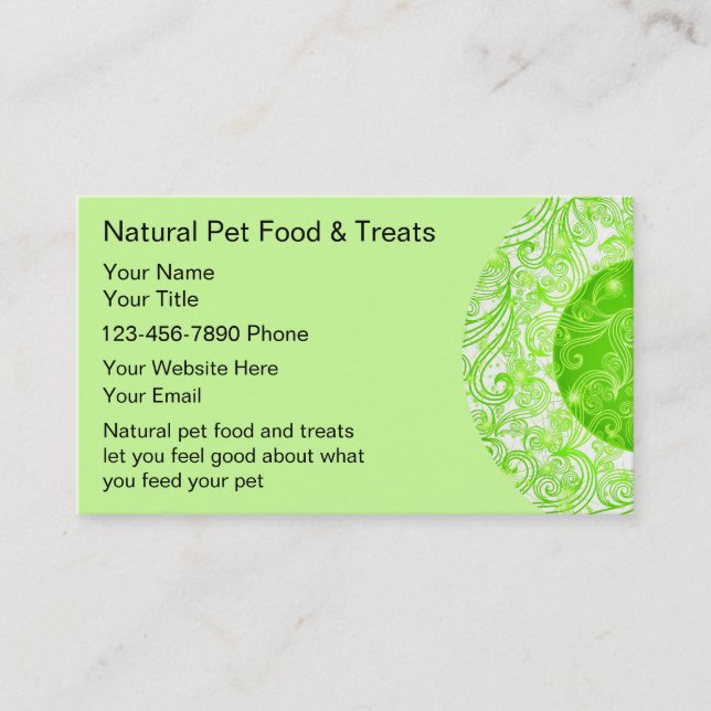 Cartes de visite naturels d'aliment pour animaux (Devant)