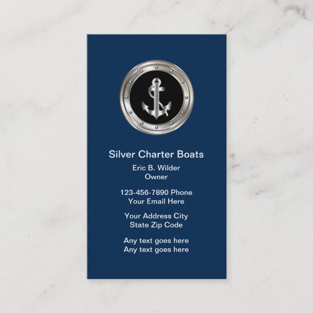 Cartes de visite nautiques chics (Devant)
