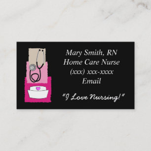 Cartes de visite noir et rose d'infirmière