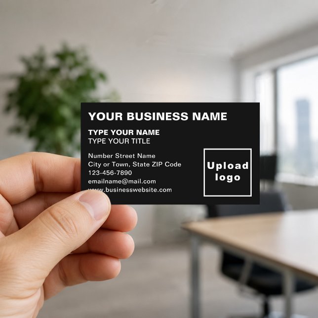 Cartes de visite noires alignées à gauche (Front of the business card)