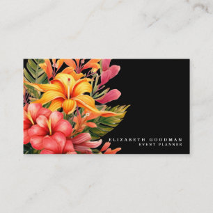 Cartes de visite noires tropicales modernes élégan