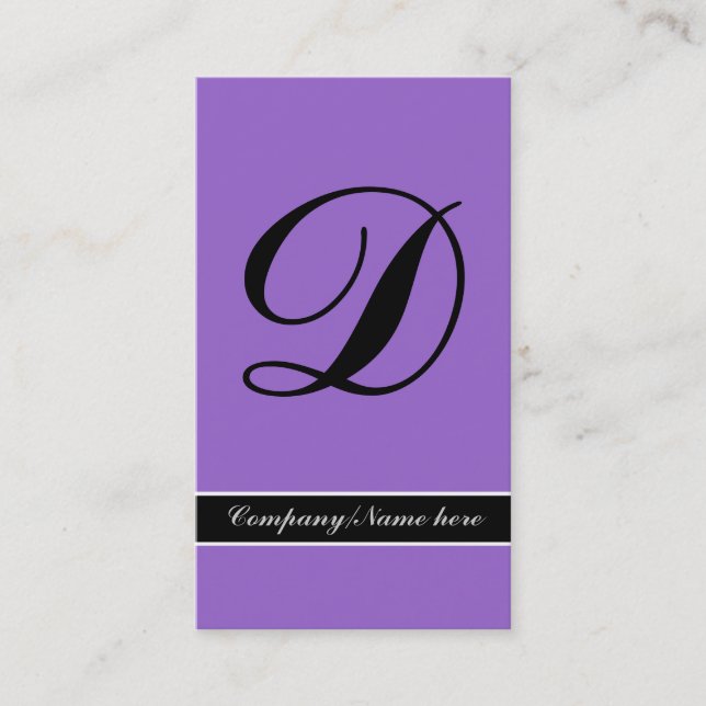 Cartes de visite noirs violets monogrammes excepti (Devant)