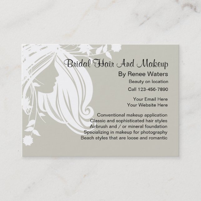 Cartes de visite nuptiales de cheveux et de (Devant)