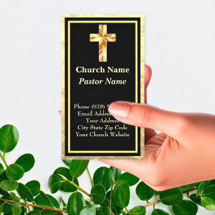 Cartes de visite Or et Noir pour Pasteur d'Église