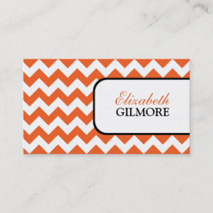 Cartes de visite oranges élégants de Chevron
