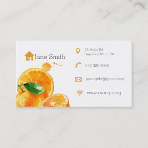 Cartes de visite oranges propres simples de fruit