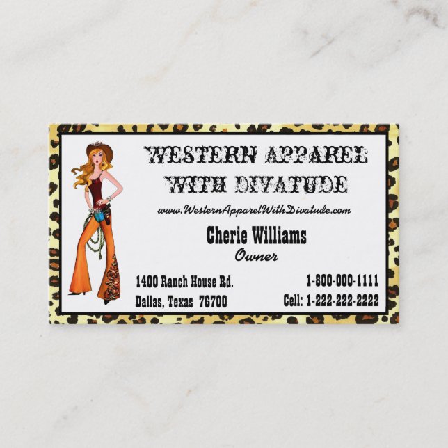 Cartes de visite orientés de diva de cow-girl (Devant)