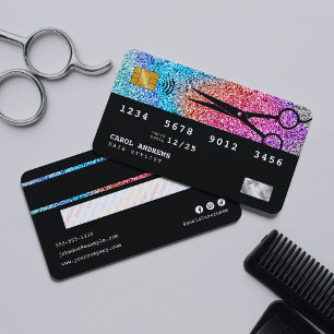 Cartes de visite pailletées arc-en-ciel uniques po