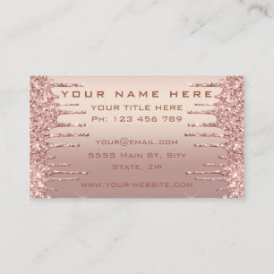 Cartes de visite Pailletées Or Rose Création Perso