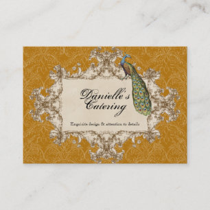Cartes de visite - paon vintage et gravure à