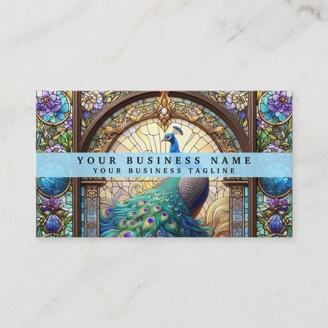 Cartes de visite Peacock en verre tendu (Devant)