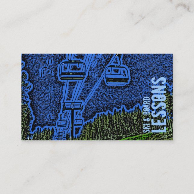 Cartes de visite personnalisables de leçon de ski (Devant)