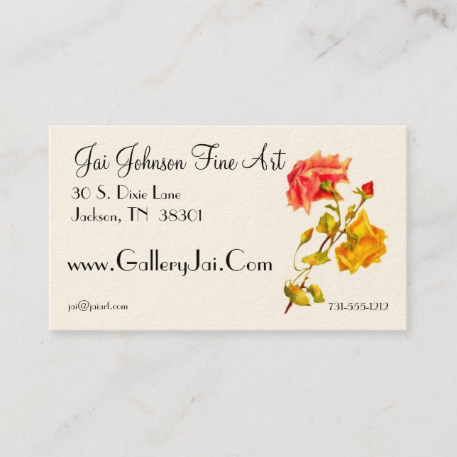 Cartes de visite personnalisables de roses (Devant)