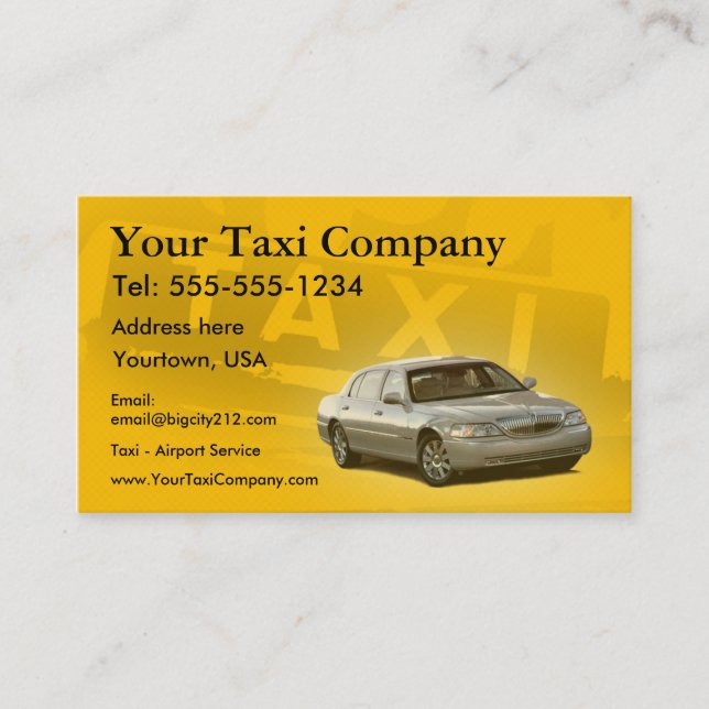 Cartes de visite PERSONNALISABLES de taxi (Devant)
