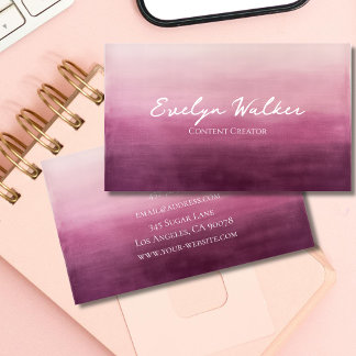 Cartes de visite personnalisées aquarelle rose mod