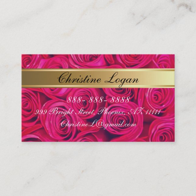 Cartes de visite personnalisés de PinkRoses, 100 (Devant)