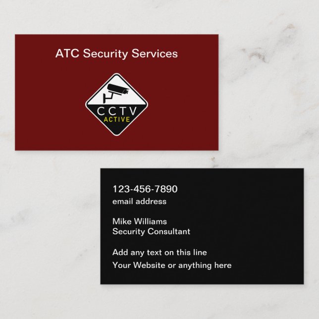 Cartes de visite personnalisés des services de séc (Devant / Derrière)