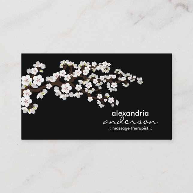 Cartes de visite personnalisés en fleurs de cerisi (Devant)