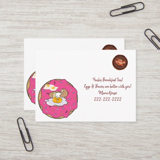 Cartes de visite, Petit-Déjeuner OEufs Bacon Carte (Devant/Arrière en situation)
