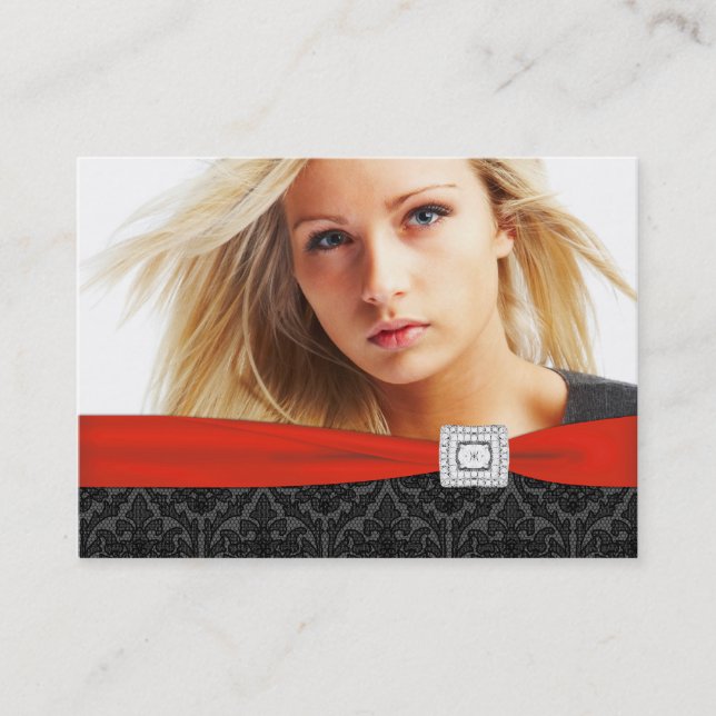 Cartes de visite photo Red Black Damask (Devant)