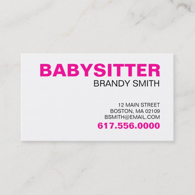 cartes de visite Pour Babysitters (Devant)