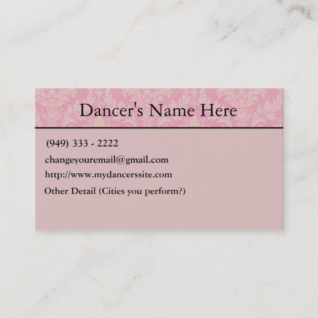Cartes de visite pour des danseurs (Devant)