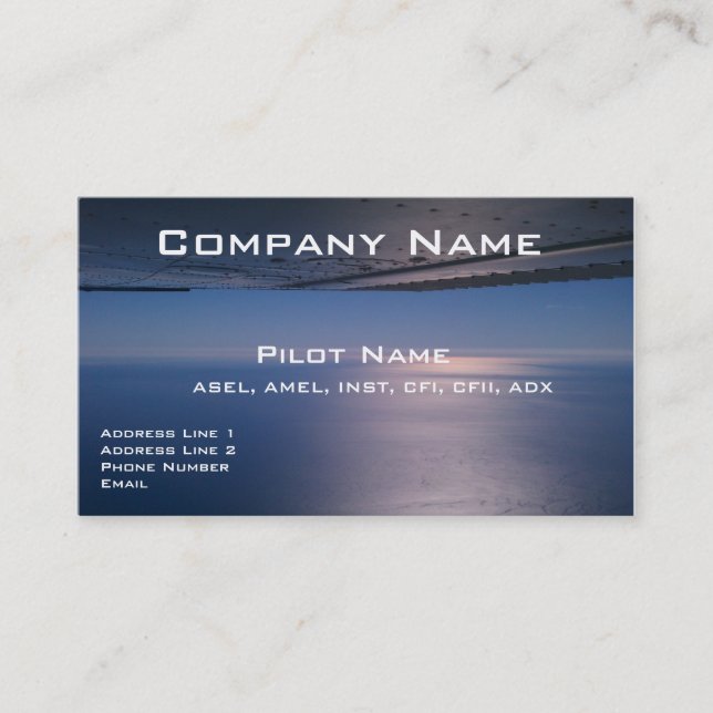 Cartes de visite pour des pilotes et des aviateurs (Devant)