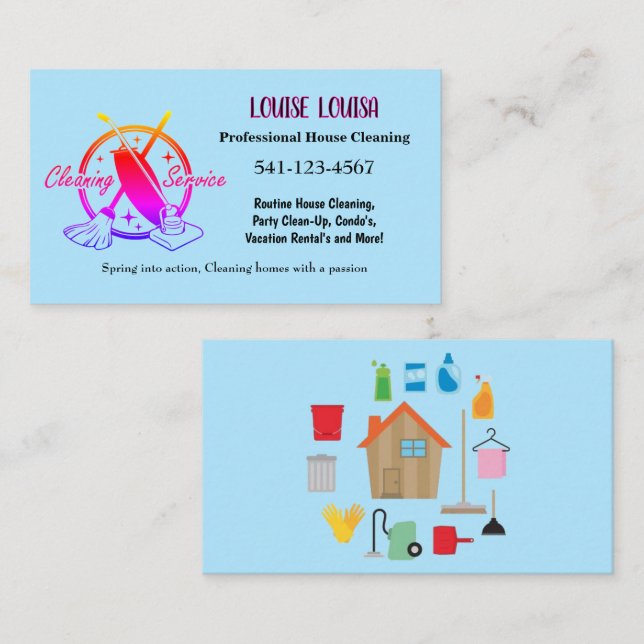 Cartes de visite pour entreprise de nettoyage de m (Devant / Derrière)