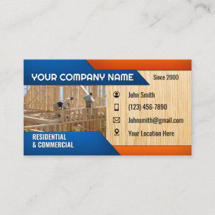 Cartes de visite pour la construction