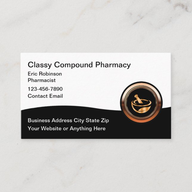Cartes de visite pour pharmacie composée Classy (Devant)
