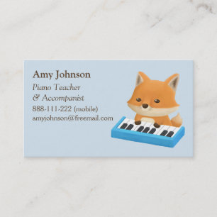 Cartes de visite pour professeur de piano enfants 
