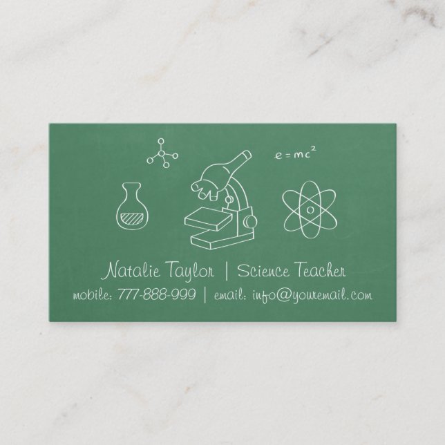 Cartes de visite pour professeur de sciences avec  (Devant)
