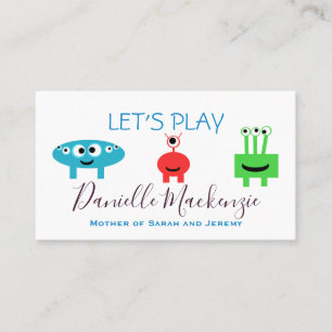 Cartes de visite pour rendez-vous de jeu entre mam