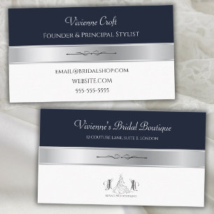 Cartes de visite pour salon de couture nuptiale bl