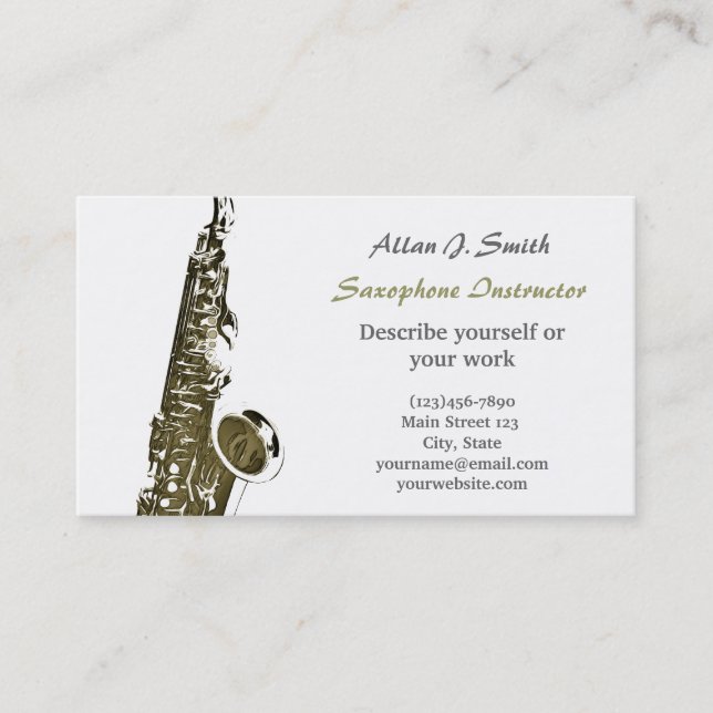 Cartes de visite pour saxophonistes (Devant)
