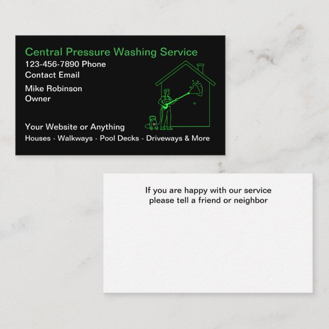 Cartes de visite pour services de lavage sous pres (Devant / Derrière)