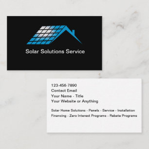 Cartes de visite pour solutions de maison solaires