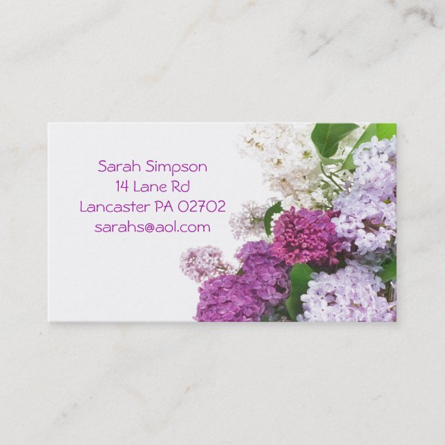 cartes de visite pourpres de fleur (Devant)