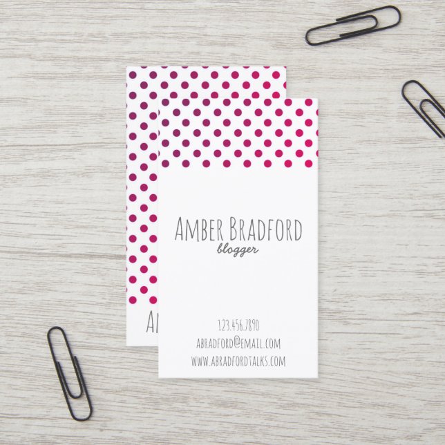 Cartes de visite pourpres d'Ombre Ombré Polkadot (Devant/Arrière en situation)