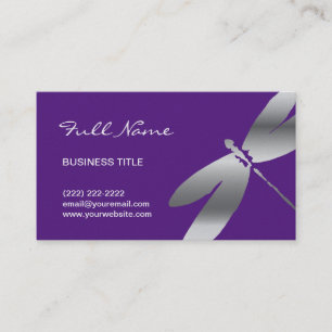 Cartes de visite pourpres et argentés de libellul