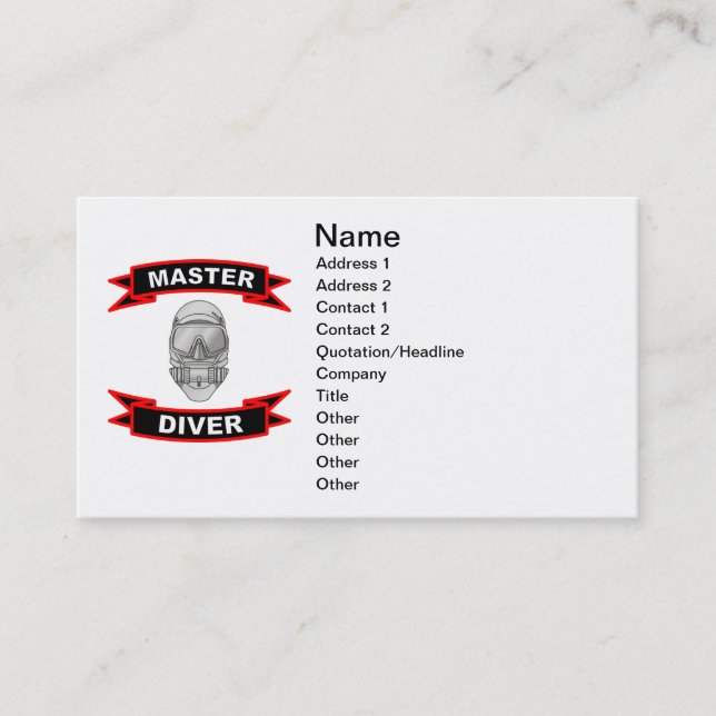 Cartes de visite principaux de plongeur (Devant)