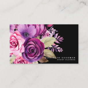 Cartes de visite professionnelles noires à motif f