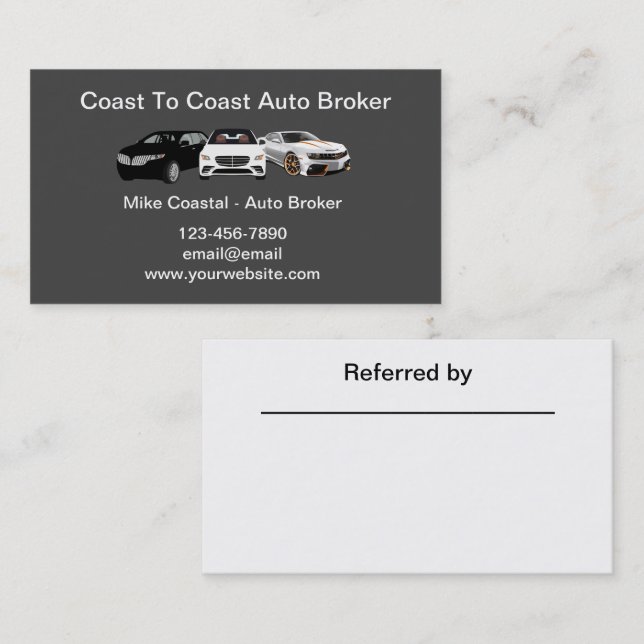 Cartes de visite professionnels de l'Auto Broker (Devant / Derrière)